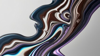Abstract Swirling Liquid Background with Metallic Iridescent Texture