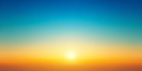 Smooth gradient background transitioning from orange to yellow and light blue, resembling a summer sunset sky