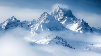 Fototapeta premium photo of snowy mountain peaks , ai