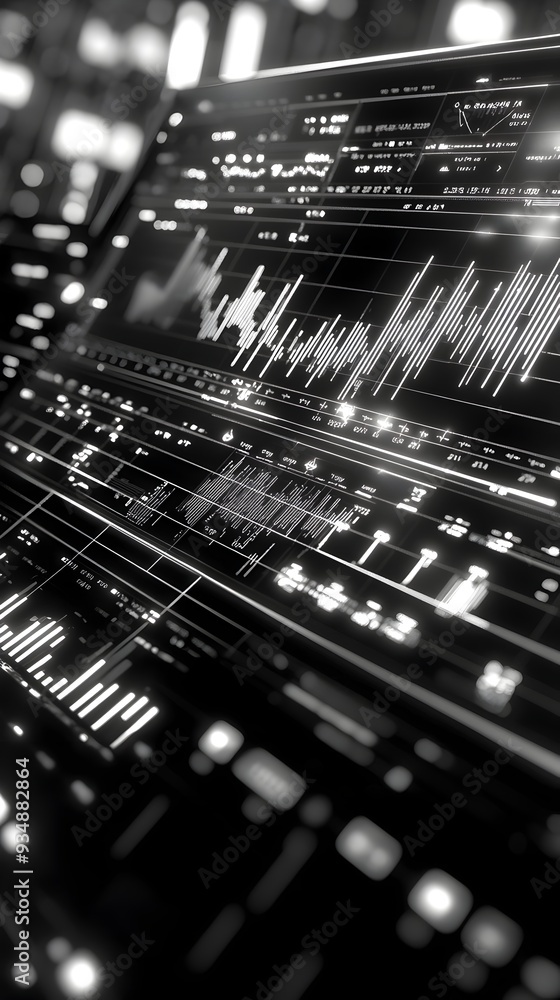 Poster ascending 3d business growth chart with data visualization dynamic data points and line graphs glowi