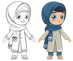 Cute Character in Traditional Attire