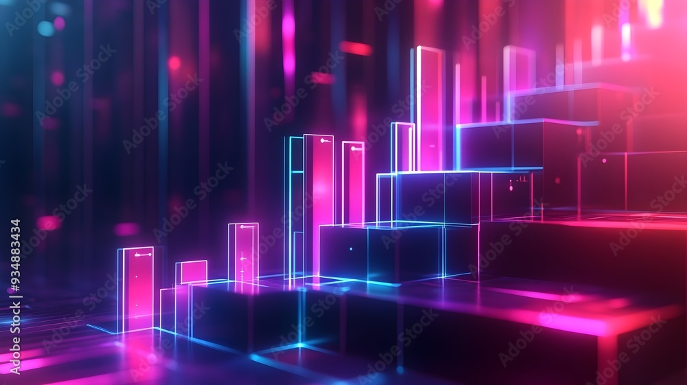 Poster ascending 3d business growth chart with data visualization sleek minimalist infographic design futur