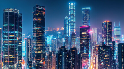 Obraz premium A futuristic cityscape with towering skyscrapers