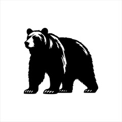 Black vector bear silhouette illustration design on white background.