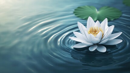 Elegant lotus flower icon with subtle ripples on water, symbolizing spiritual growth and the path to enlightenment in Buddhism.
