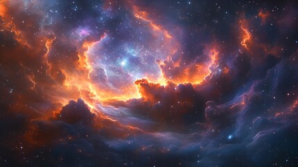 Fototapeta premium Boundless cosmic expanse showcasing luminous stellar archipelagos,dynamic celestial phenomena,and captivating cosmic narratives.