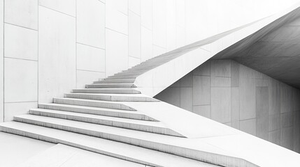 Obraz premium Abstract Concrete Staircase: A minimalist, architectural masterpiece with a clean, modern aesthetic. 