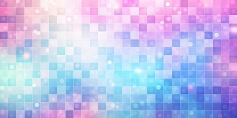 Soft pastel background with pixelated squares in pink, purple, and blue, nostalgic dreamy effect