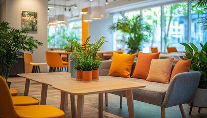 Fototapeta premium Scandinavian Modern Meeting Lounge Bright and Airy