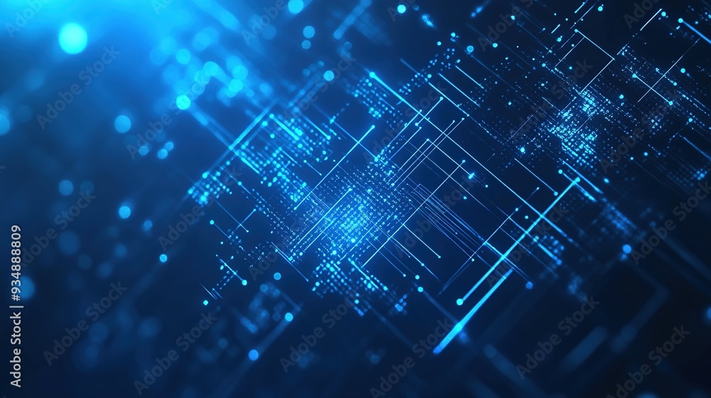 Poster abstract digital network: a mesmerizing abstract image of a digital network, with glowing blue lines