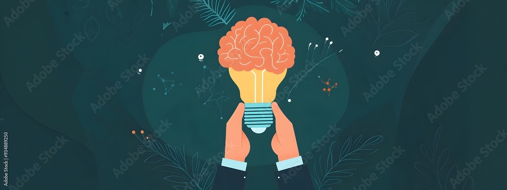 Aufkleber brain-powered illumination:an iconic representation of invention and innovation. this image symboliz
