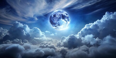Obraz premium Deep indigo moonlit silver gradient lunar moonlight sky cloudscape phone hd wallpaper