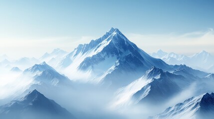 Tranquil Minimalist Mountain Range with Clean Lines and Soft Gradients