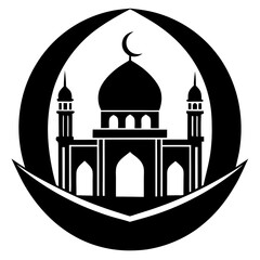 Islamic Mosque Logo Silhouette Vector Art Illustration
