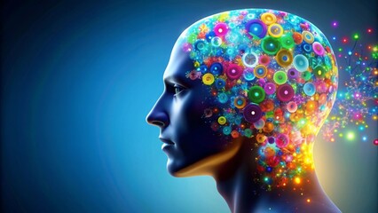 Fototapeta premium of a head with colorful numbers representing creativity and innovation