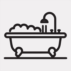 Bathtub linear icon Vector silhouette icon on a white background