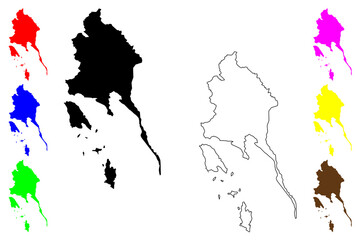 Trat Province (Kingdom of Thailand, Siam, Provinces of Thailand) map vector illustration, scribble sketch Trat map