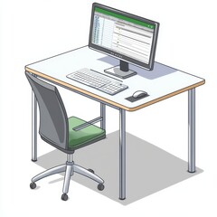 computer, office, laptop, desk, business, 3d, table