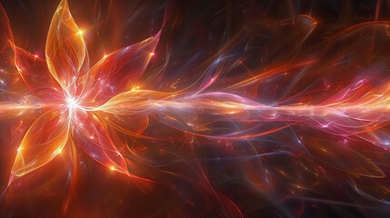 Fototapeta premium Fiery Abstract Flower with Glowing Energy Trails..