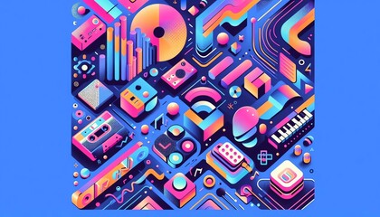 background with a memphis style consisting of various colors 3d
