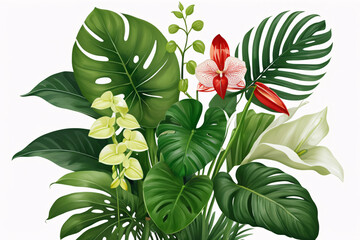 Naklejka premium red and green leaves