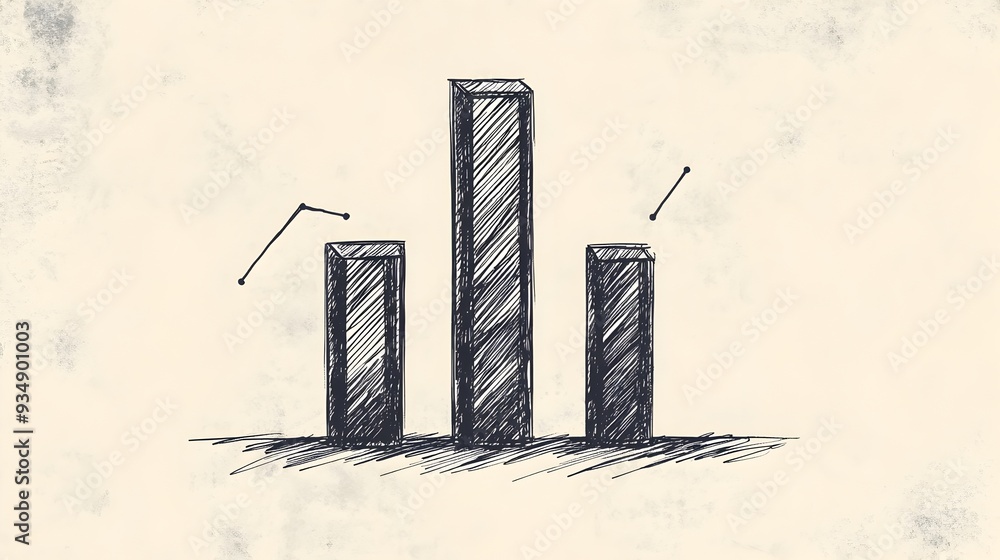 Poster detailed hand drawn bar chart visualization showcasing quarterly sales data for a small business pre
