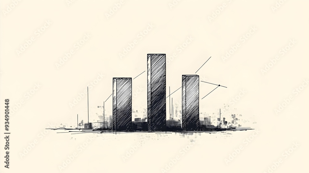 Poster detailed hand drawn bar chart visualizing quarterly sales data for a small business presented in a m