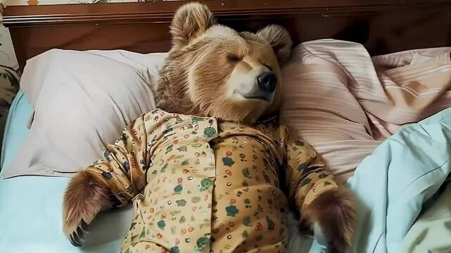 a stuffed bear  in  pajamas
