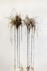 Brown Splash Leaks On Beige Concrete Wall Texture