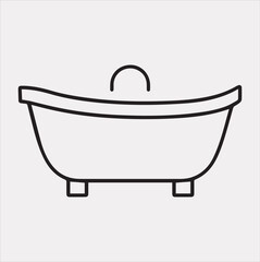Bathtub linear icon Vector silhouette icon on a white background