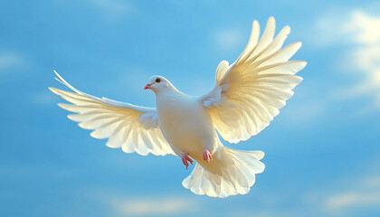 Fototapeta premium Birds flying in nature, spreading wings of peace generated by AI