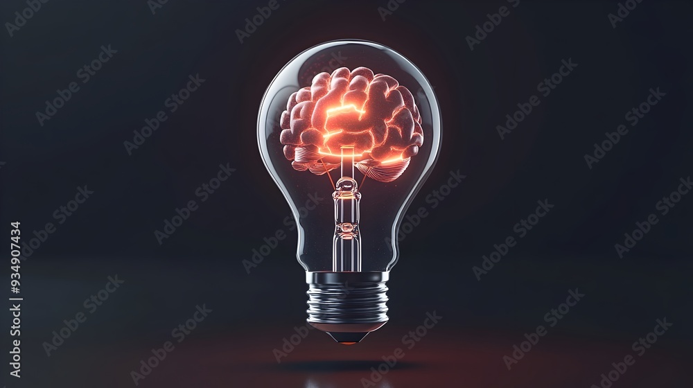 Aufkleber glowing brain inside lightbulb representing innovative thinking and intellectual concept of creativi