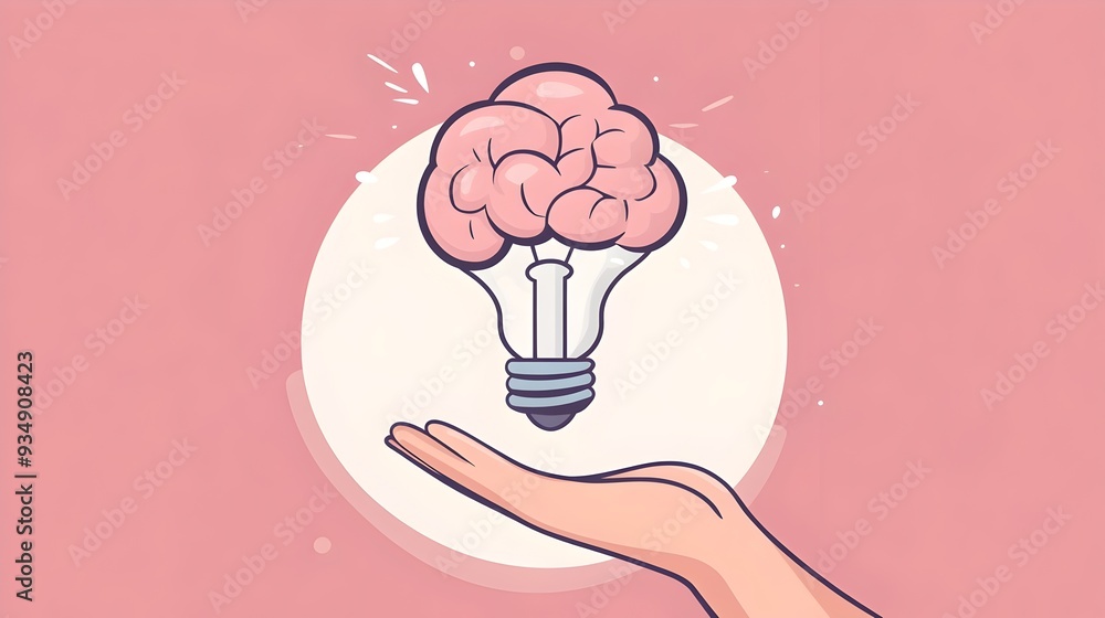 Poster glowing brain-shaped lightbulb symbolizing ideas,creativity and innovative thinking - concept of and