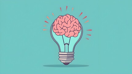 Glowing Brain-Shaped Lightbulb Symbolizing Creative and Innovative Thinking