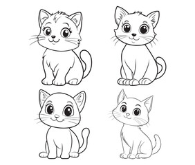 Outline of Cute Cat silhouette vector illustration 