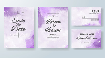 Wedding invitation with Abstract splashed watercolor background