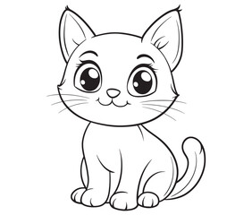 Outline of Cute Cat silhouette vector illustration 