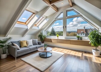 stylish white dormer modern minimalist interior design clean lines large window natural light airy open space simplicity