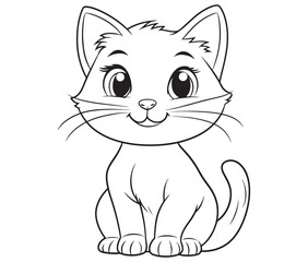 Outline of Cute Cat silhouette vector illustration 