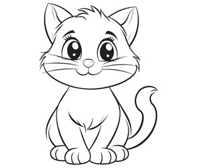 Outline of Cute Cat silhouette vector illustration 