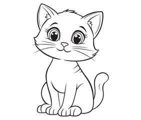 Outline of Cute Cat silhouette vector illustration 