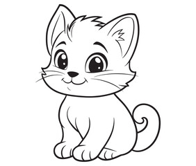 Outline of Cute Cat silhouette vector illustration 