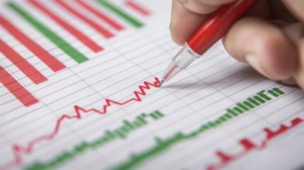 Investment Risks: A person analyzing a risk assessment chart with red and green markers.