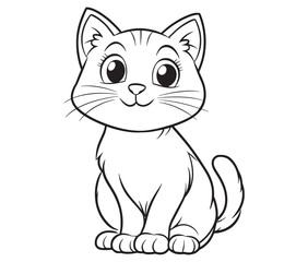 Outline of Cute Cat silhouette vector illustration 
