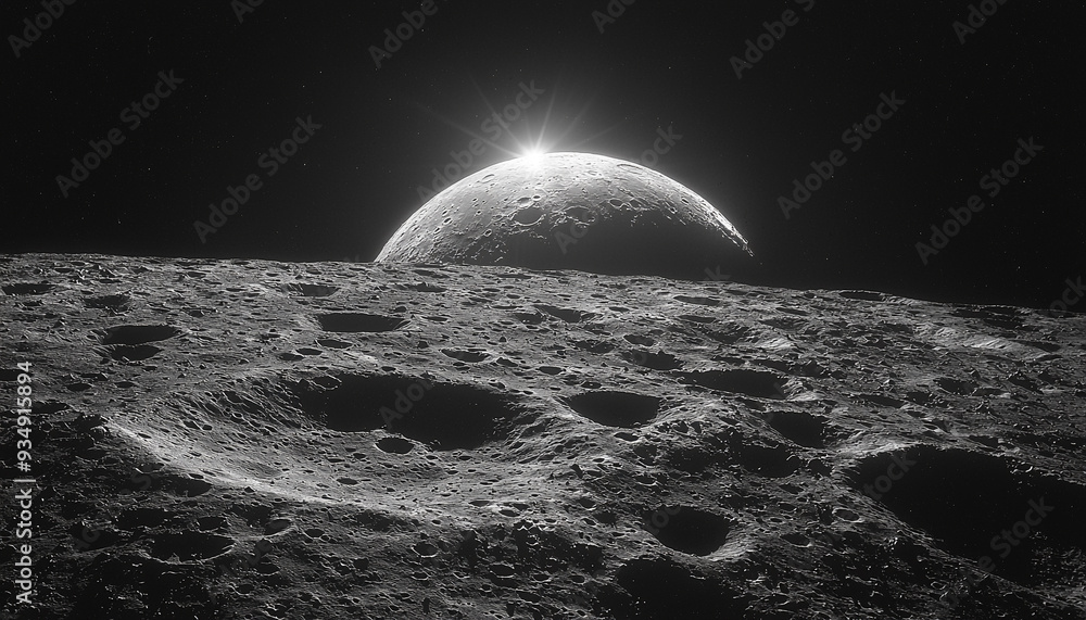 Canvas Prints exploration of dark space, orbiting satellite in orbit generated by ai