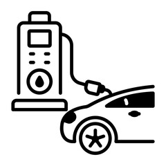 Refueling icon designed in linear style 