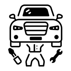 Obraz premium Car repair icon designed in outline style 