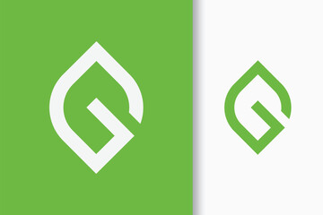 G letter leaf shape logo natural vector template