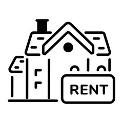 A linear style icon of home rent 