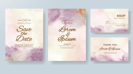 Wedding invitation with Abstract splashed watercolor background